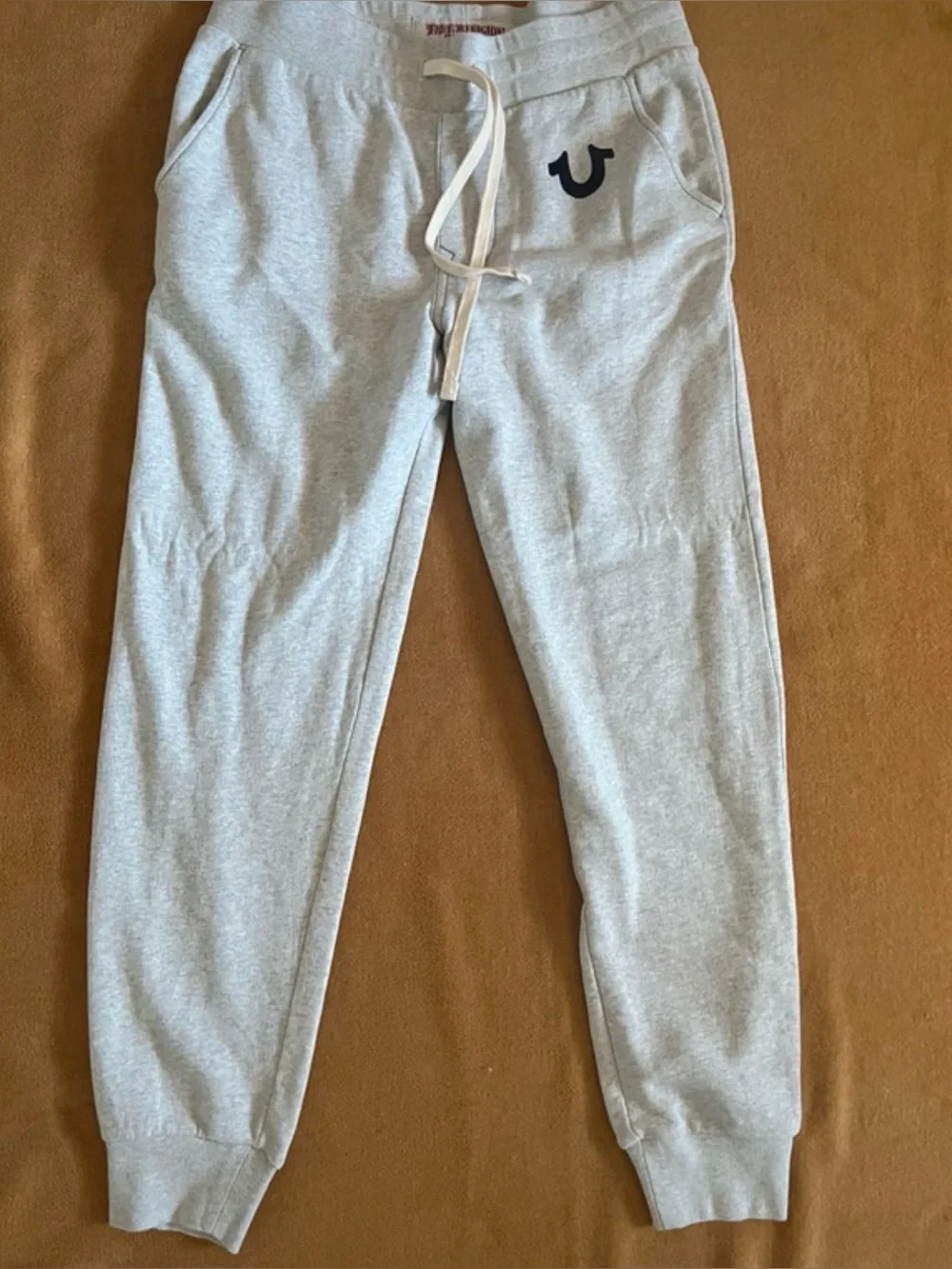 Men’s True Religion Gray Jogger Sweatpants with Subtle Front Logo